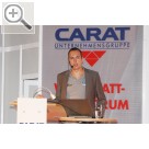 Impressionen von der CARAT Leistungsmesse 2011 Im Fachforum wurde zahlreiche Fachvorträge gehalten - unter anderem von Marcel Wendland von AVL DiTest zum Thema Diagnosetechnik um Forum   