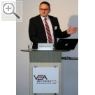 VmA Technika 2015 Stephan Herrler, Geschäftsführer der VmA, informiert die Vertreter der Presse über die Veranstaltung und die Neuigkeiten innerhalb der Gesellschaft.  