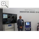 Impressionen von der Automechanika 2016. AVL DiTEST Prokurist Dipl. Ing. (FH) Ralf Kerssenfischer ist stolz und erfreut über den Automechanika Innovation Award 2016.  