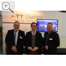 STAHLGRUBER Leistungsschau 2017 in München Gesellschafter der Ende 2016 neu gegründete ATT Nussbaum Prüftechnik GmbH ist ist Ferdinand von Wrede, CWM München (mi.).Geschäftsführer ist Peter Beichter (re.) und mit im Vertrieb ist Thomas Hatt (li.).  