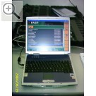 Informationstage 2004 bei TECHMESS Elektronik. Laptop mit Brain Bee FAST-BOX-Software. FAST steht fr Full Automotive Scan Tool.   