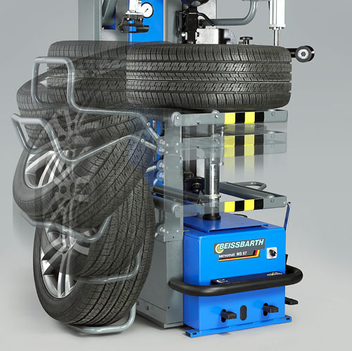 Beissbarth Reifenmontiermaschine servomat MS67 - der pneumatische Radlift.